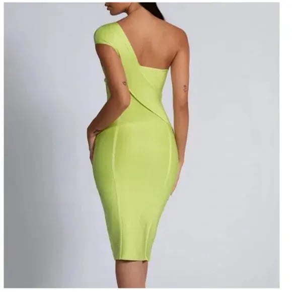 Meshki Eloise Asymmetric Bandage Dress Lime Size XS / Au 6 photo 3