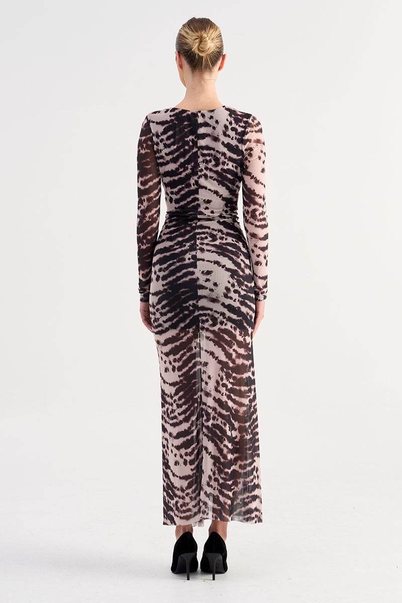 SUBOO ALEXIS LONG SLEEVE MAXI DRESS - ANIMAL photo 3