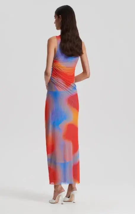 Scanlan Theodore Italian Watercolour Print Dress Blue/Red Size 6 photo 3