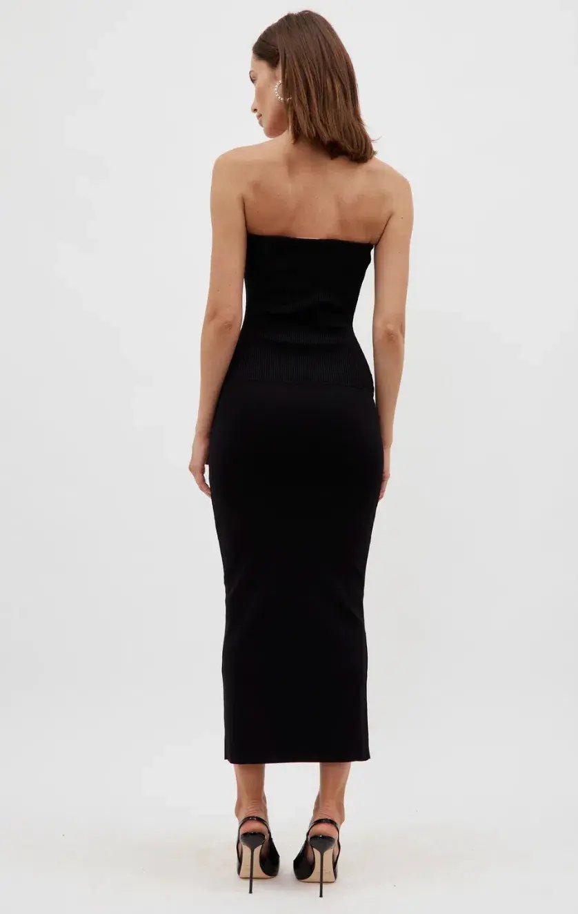 Christopher Esber Slashed Knit Strapless Dress Black Size S/Au 8 photo 3