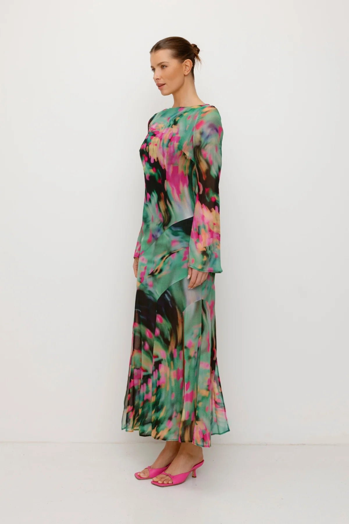 THE WOLF GANG GISELLE MAXI DRESS - VERDE BLUR photo 2