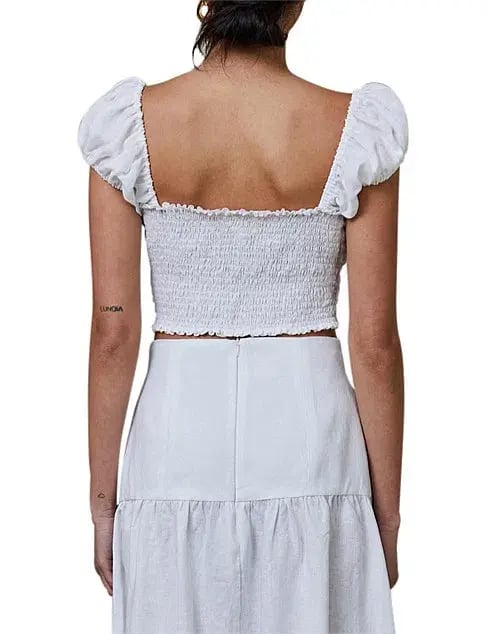 Bec & Bridge Marla Puff Sleeve Top and Mini Skirt Set White Size 8 photo 3