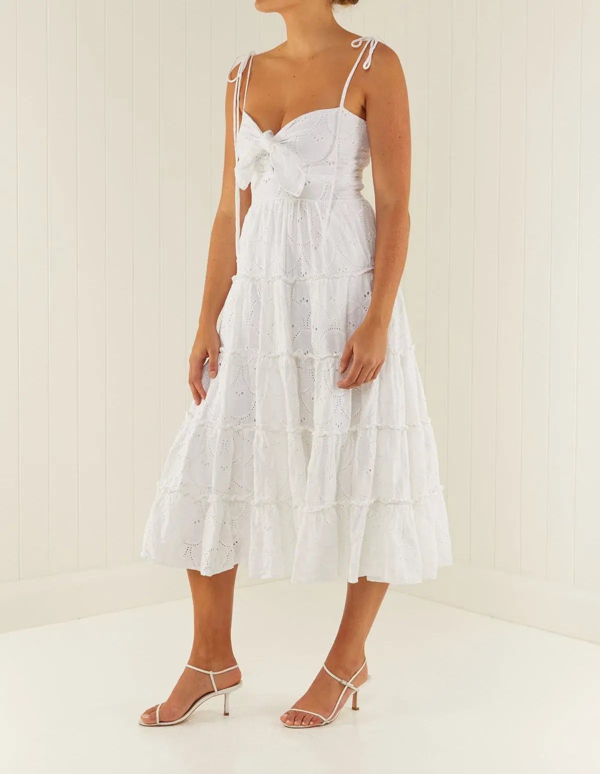 Palm Noosa James Midi Dress in White Linen Size 12 photo 2