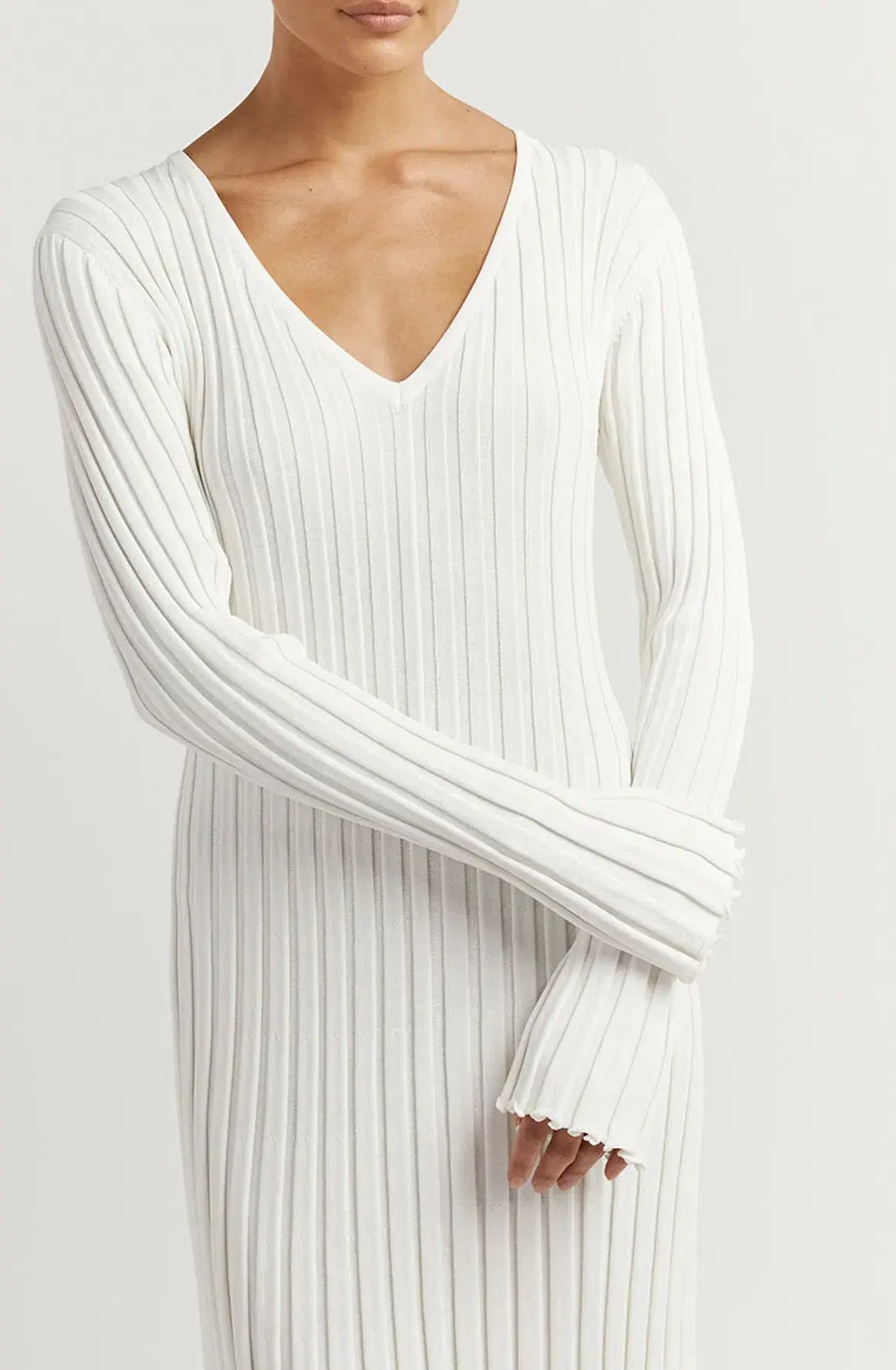 DISSH Reign Sleeve Knit Midi Dress White Size S photo 3
