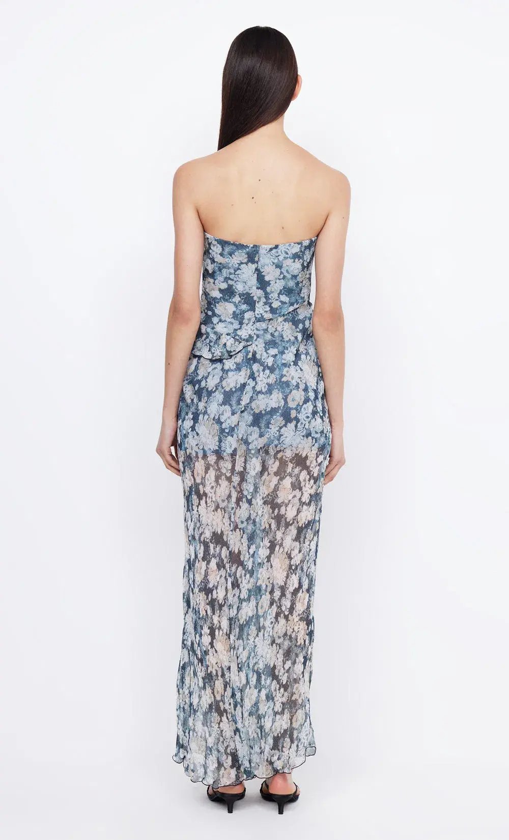 Bec & Bridge Opal Strapless Maxi Dress Denim Floral Size AU 6 photo 3