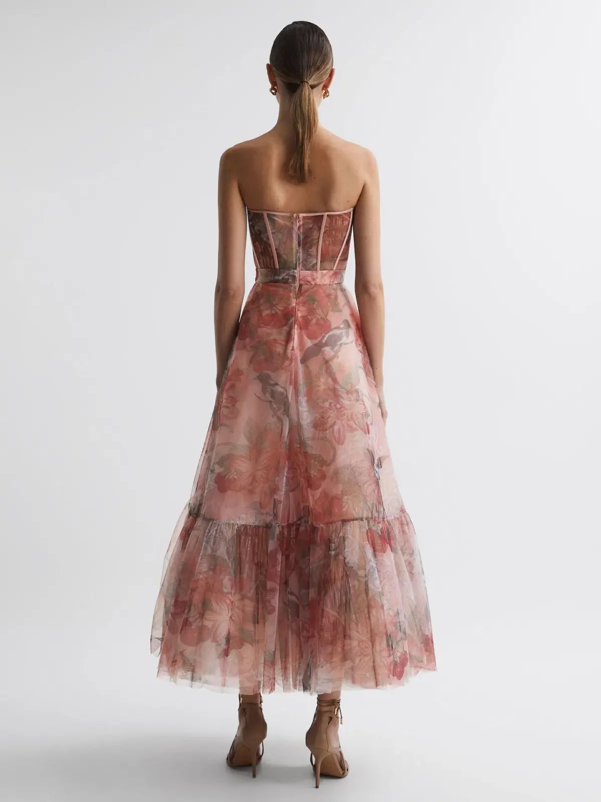 Leo Lin Rae Bustier Midi Dress in Azalea Print Size 14 photo 3