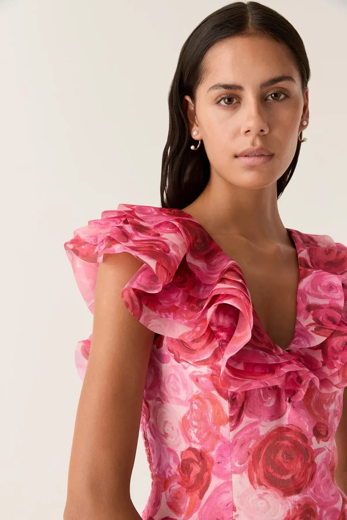 Aje Charmed Plunge Mini Dress Pink Floral Size 14 photo 6