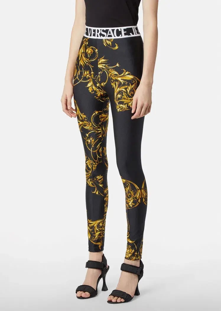 Versace Garland Crop Top and Leggings Set Black/Print Size 8 photo 3