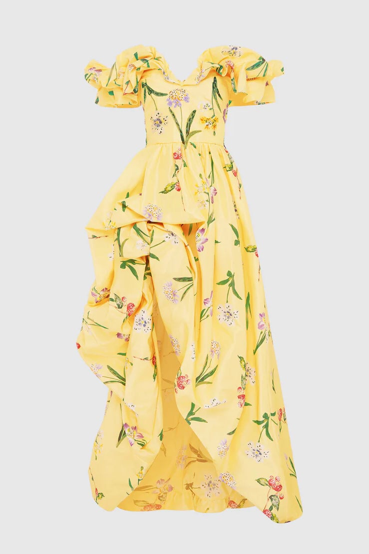 LEO LIN MAXIME VOLUMINOUS GOWN - WILD FLOWER IN SORBET photo 4