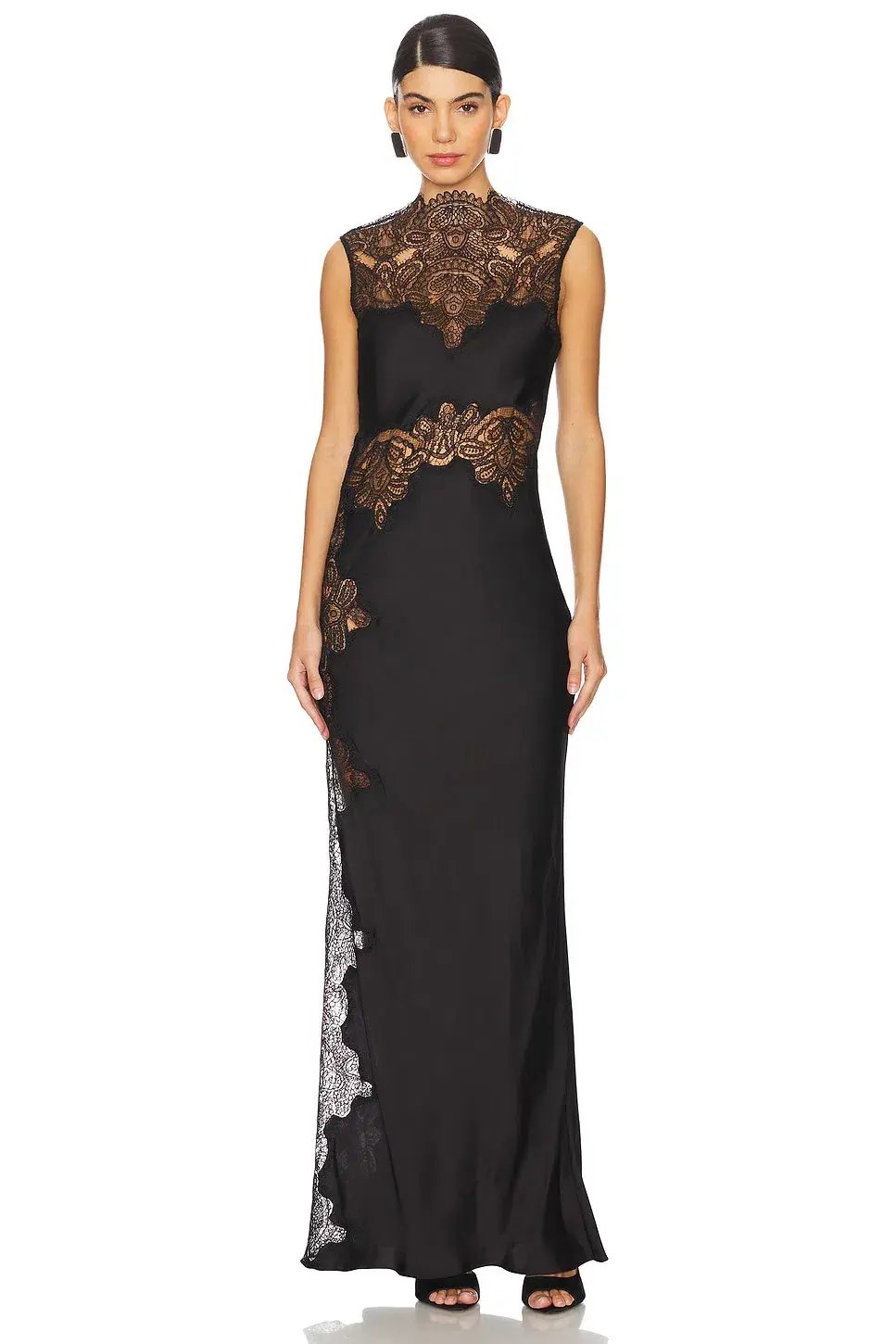 Shona Joy Jamila Lace High Neck Maxi Dress Black Size AU 12 photo 2
