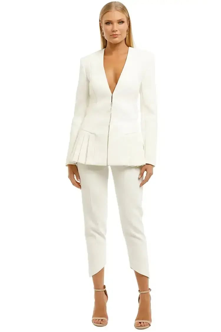 MISHA Tamina Linnea Blazer and Pant Set Ivory Size 10/M photo 3