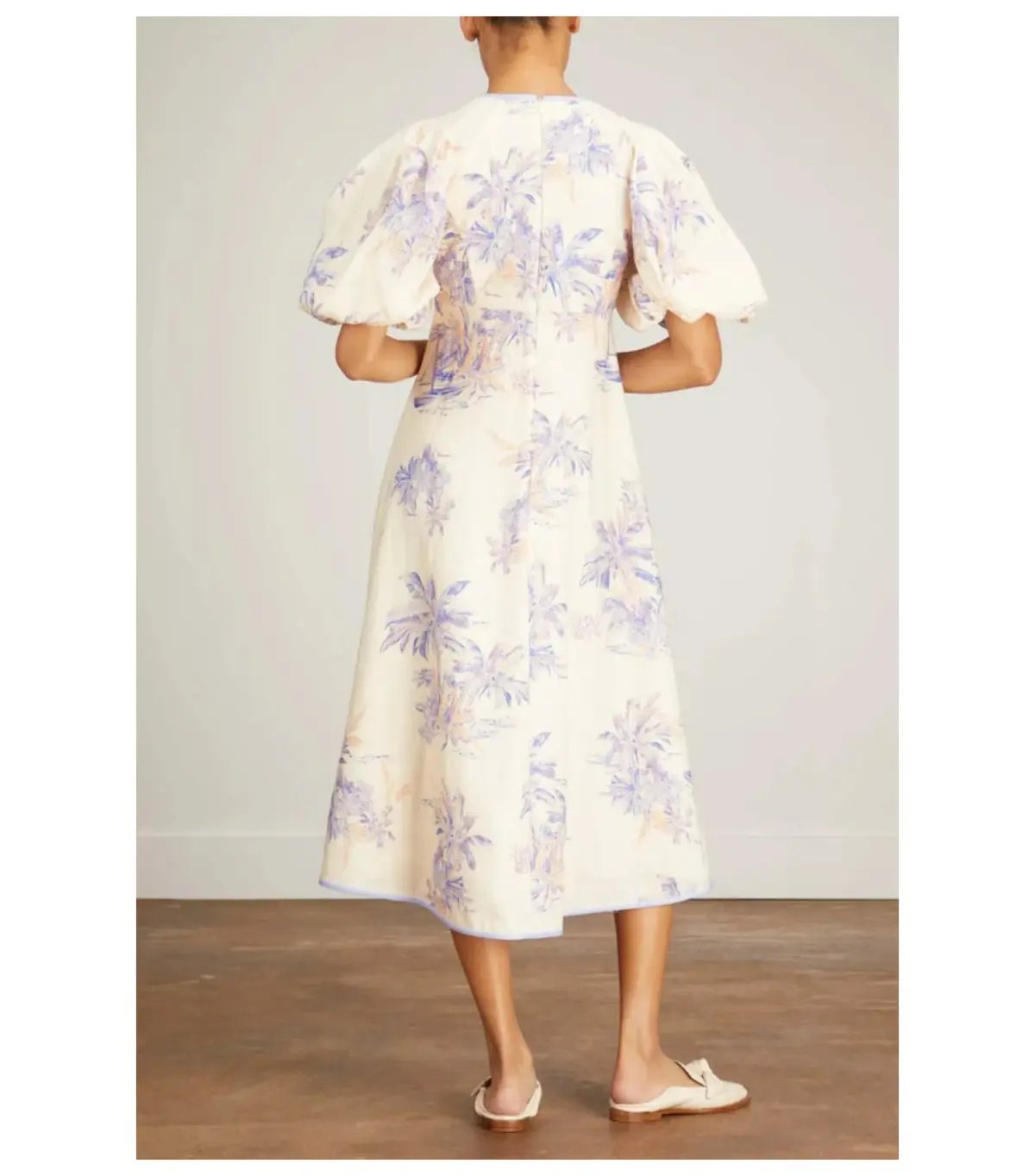 Zimmermann Linen Day Midi Dress in Pearl Palm Toile Size 12/M photo 2