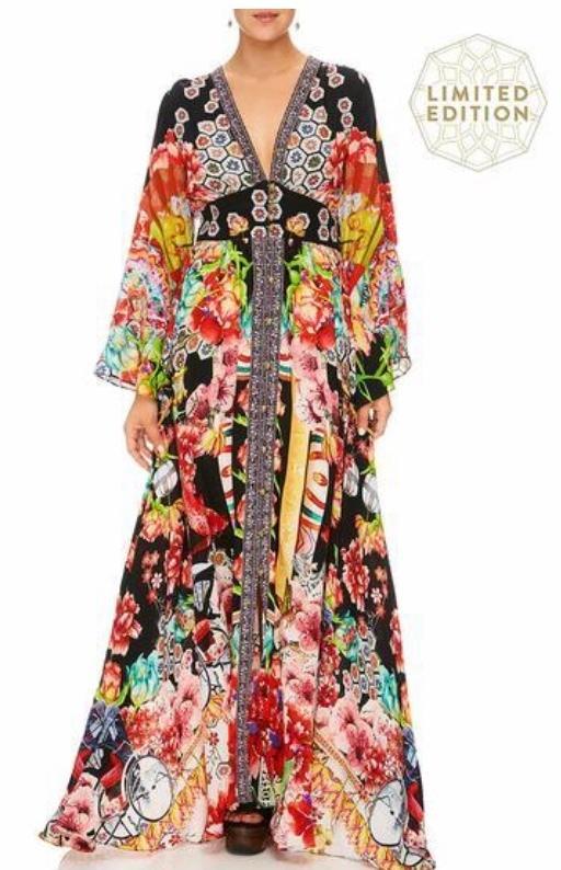 Camilla Painted Land Kimono Sleeve Dress with Shirring Detail Print Size 12 photo 3