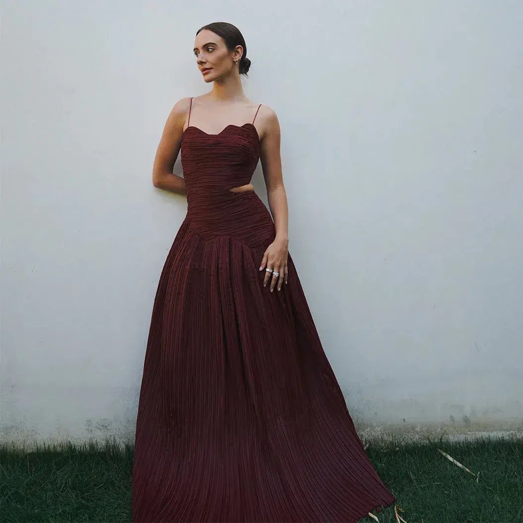 Aje Laurier Wave Maxi Dress Burgundy Size 12 / L photo 3