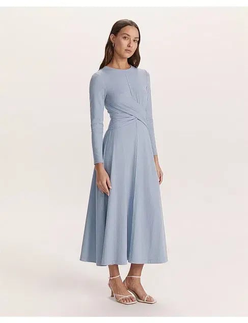 Saba Xanthe Long Sleeve Twist Front Midi Dress Blue Size XXS / Size AU 6 photo 2