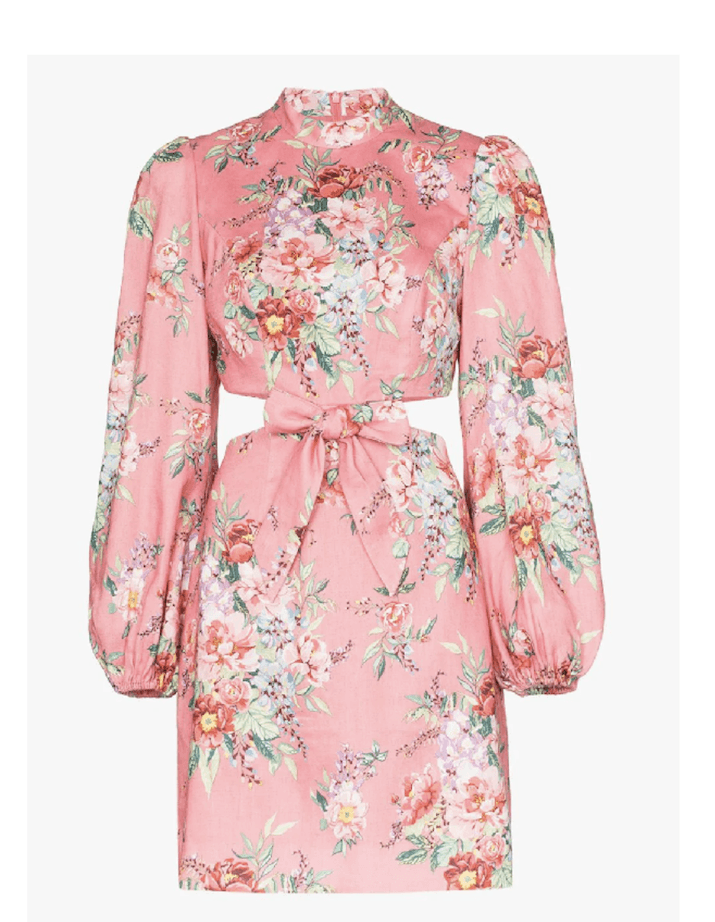 Zimmermann Bellitude Bow Front Mini Dress Pink Size 1 / Au 10 photo 2