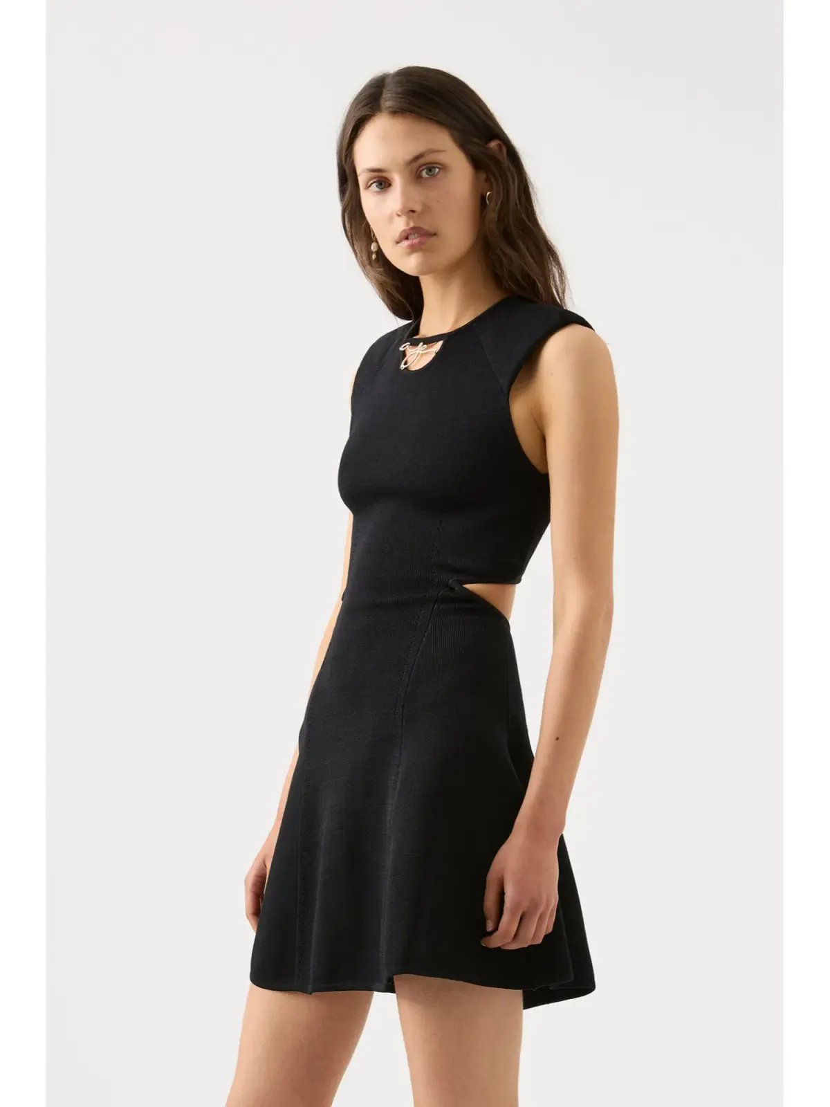 Aje Lena Knit Cut-out Dress in Black Size AU 14 photo 2