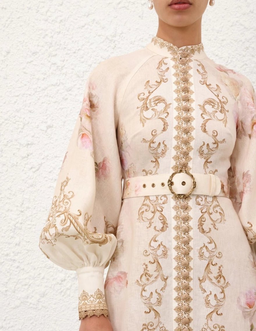 Zimmermann Hypnotic Buttoned Midi Dress In Cream Peony photo 3