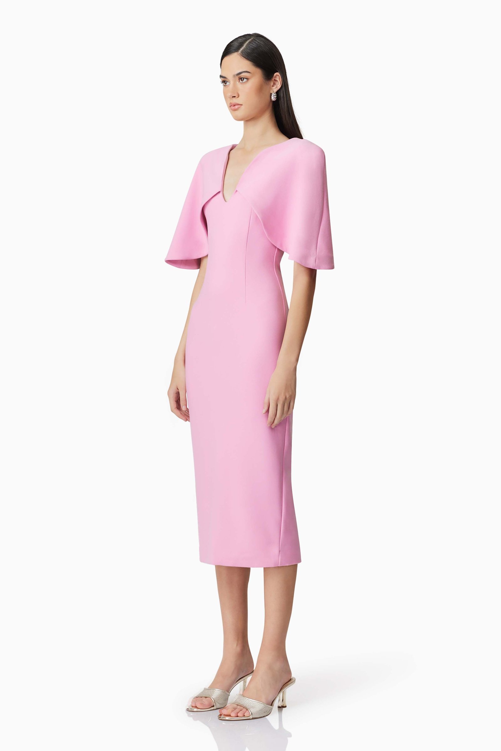 ELLIATT GIA CAPE MIDI DRESS - SUGAR PINK photo 6