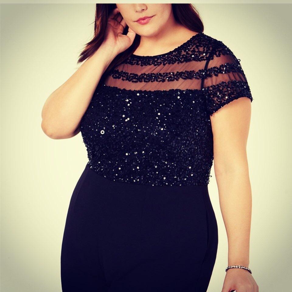 Adrianna Pappell black sequin Jumpsuit size 18 photo 2
