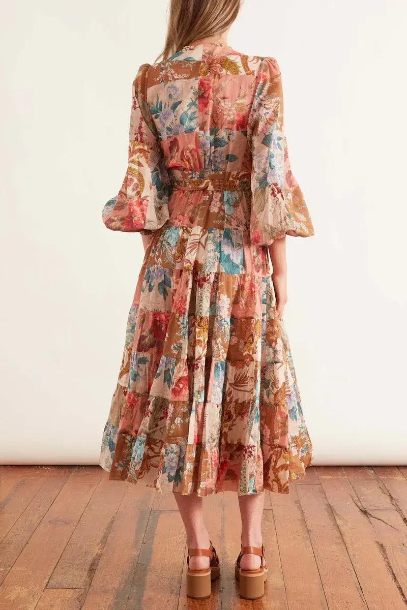 Zimmermann Cassia Patch Wrap Midi Dress Print Size 10 photo 2