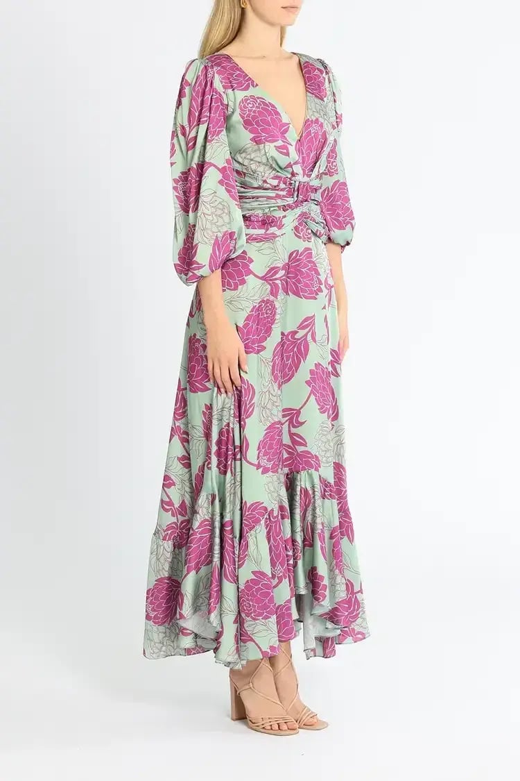 PatBo Celia Print Dress in Aqua Size 8 photo 2