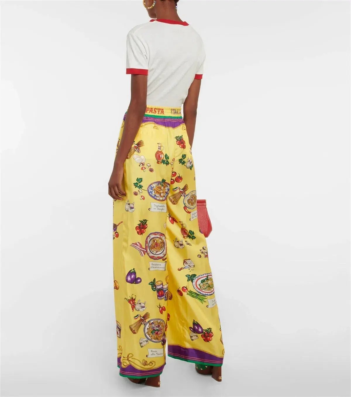 Dolce & Gabanna Pasta Silk Pants Print Size AU 12 photo 2