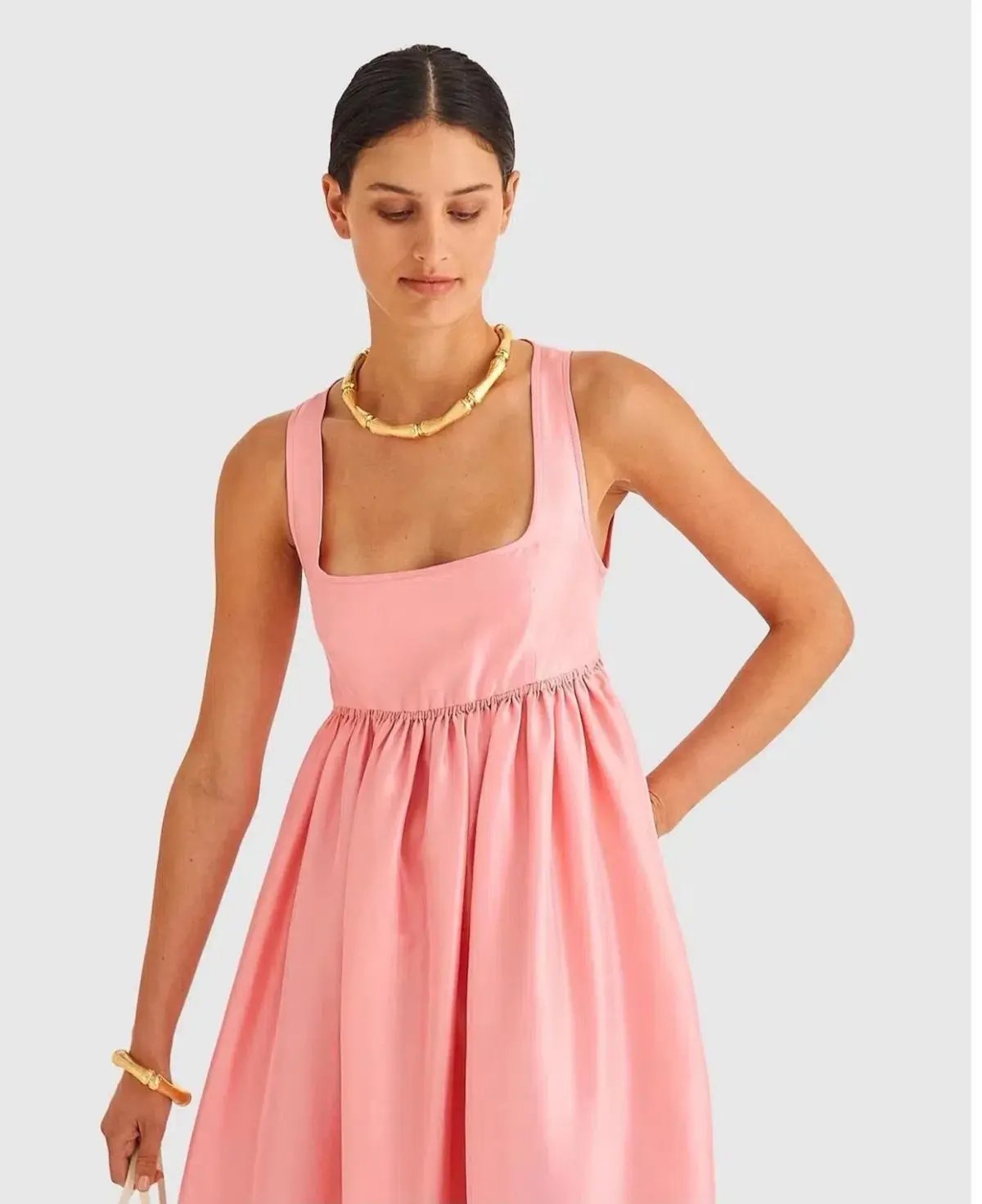OROTON Strappy Open Back Poplin Maxi Sundress in Pink Strawberry Size 14 photo 2