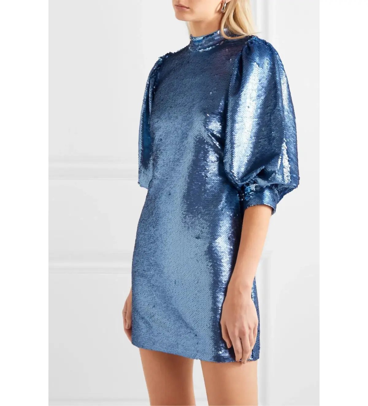 Ganni Forever Sequin Mini Dress in Blue Size 10 photo 2