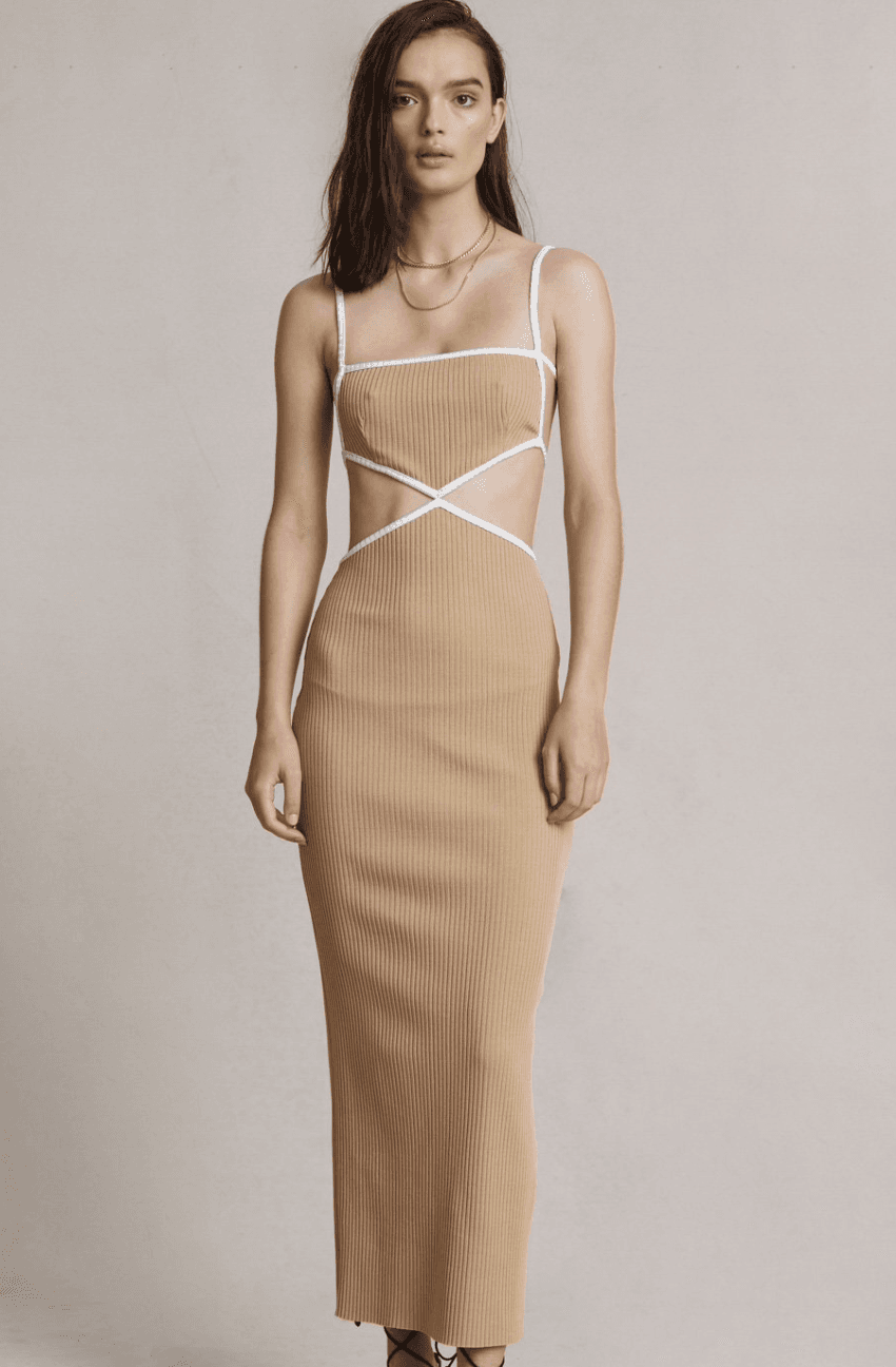 Bec & Bridge Coyote Midi Dress in Camel - Size 6 photo 3