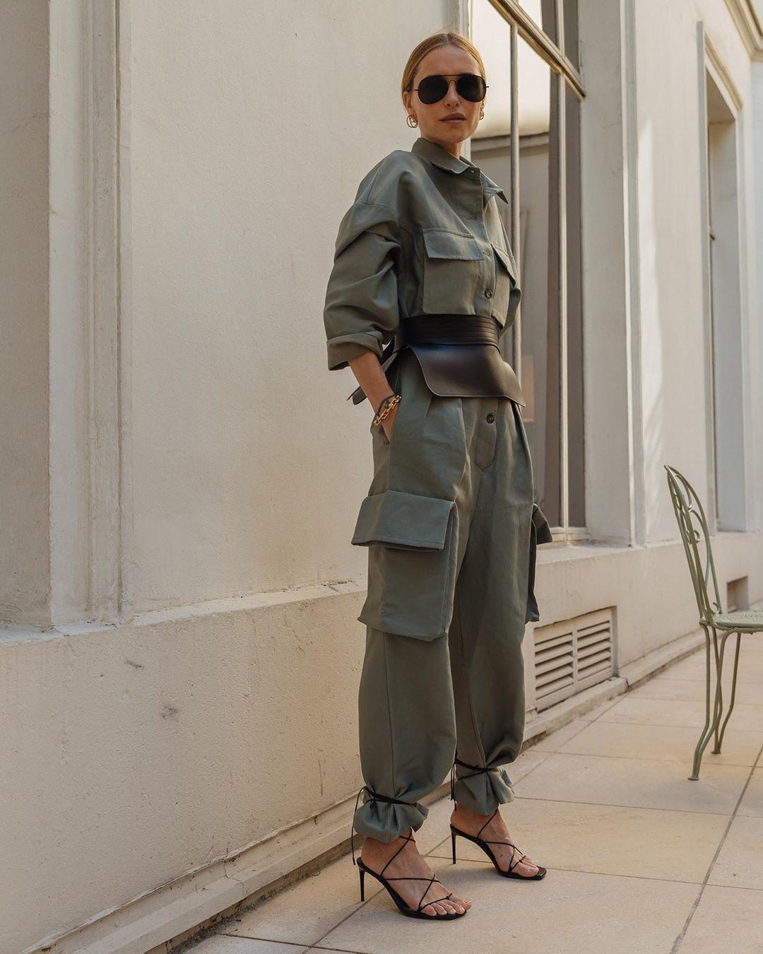 Frankie Shop Linda Belted Jumpsuit Khaki Army Green Size M / AU 10 photo 2