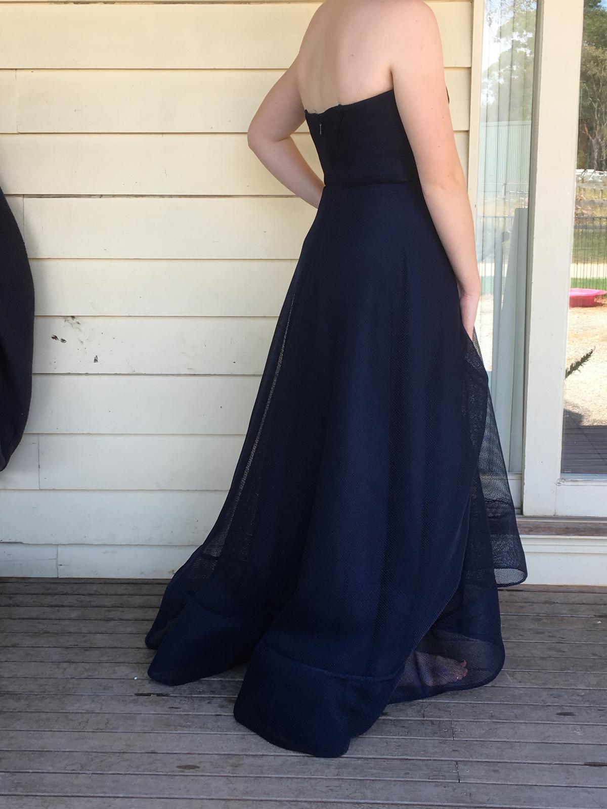 Bariano Strapless Navy Gown Size 8 photo 3