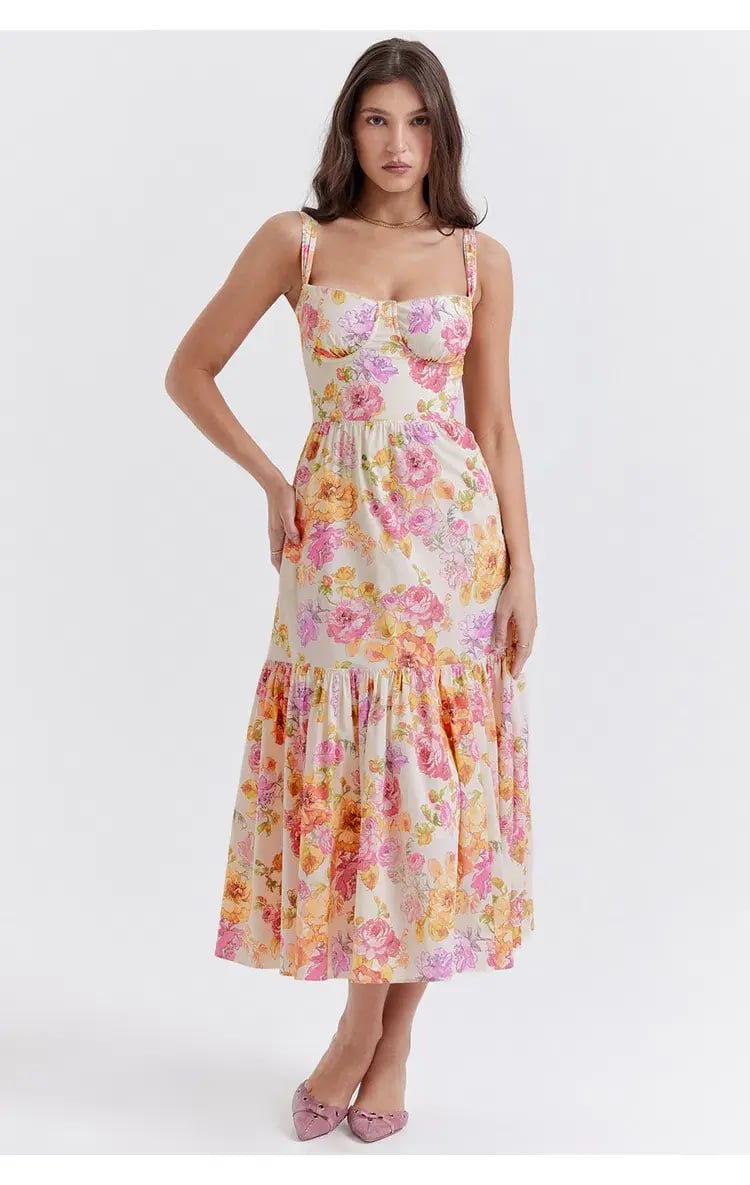 House of CB Elia Midi Dress Ivory Floral Size L / Au 12 (+cup) photo 2