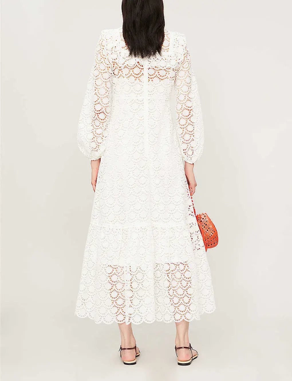 Zimmermann Goldie Scalloped-trim Lace Midi Dress White Size 0 (AU 8) photo 3