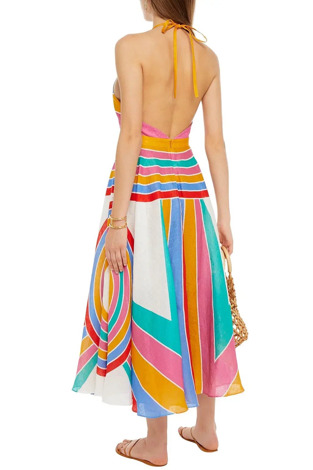 Zimmermann Fiesta Rainbow Halter Dress Multi Size 1 / AU 10 photo 2