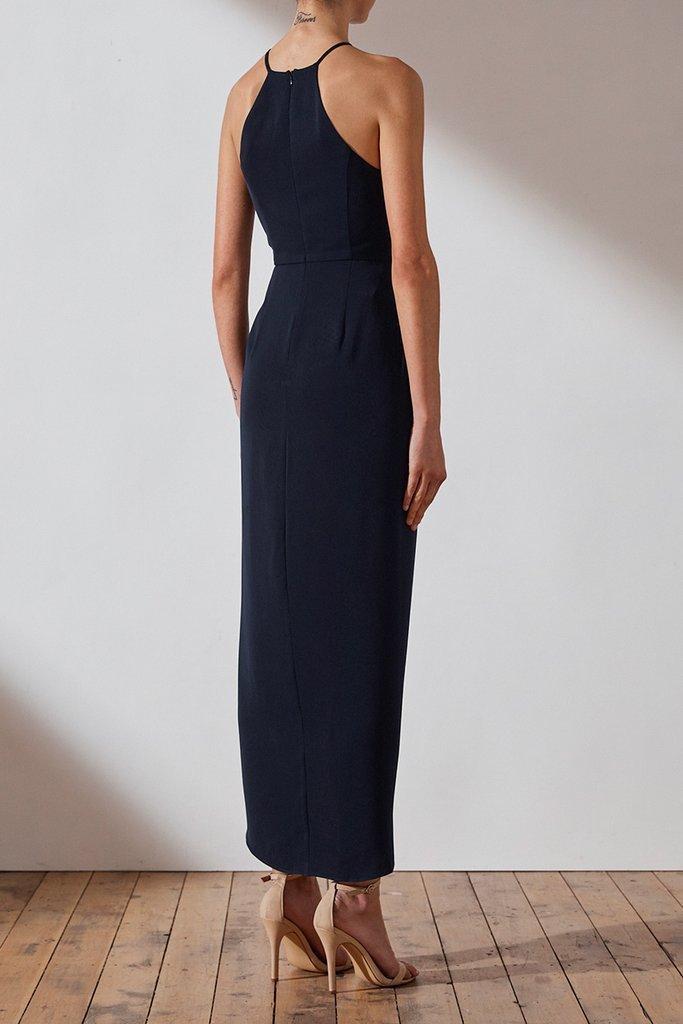 Shona Joy Core High Neck Ruched Dress - Navy - Size 10 - Bridesmaid - Cocktail photo 2