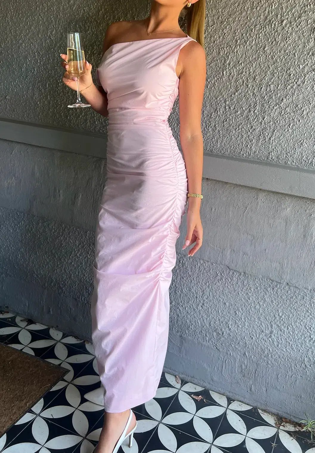 Issy One Shoulder Midi Dress Candy Pink Size 6 photo 4