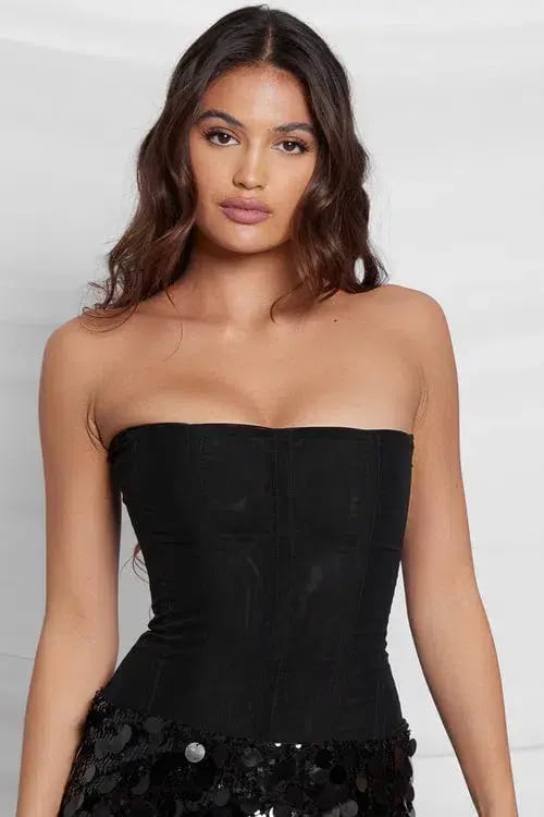 Leau White Muse Mesh Corset Top Black Size 10 photo 2