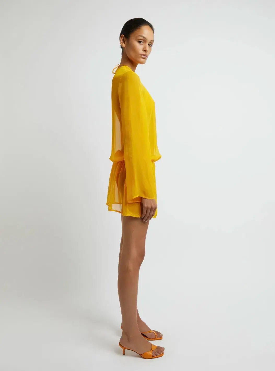 Christopher Esber Silk Springs Side Tie Dress Mango Yellow Size 8 photo 2