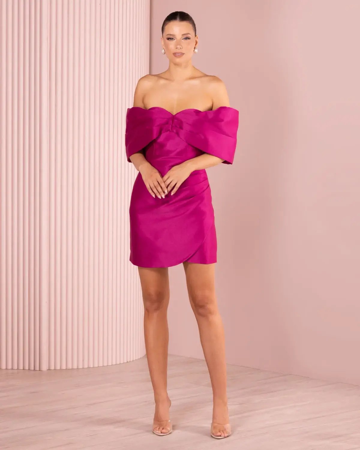 Azzurielle Stefano Mini Dress Magenta Size 10 photo 4
