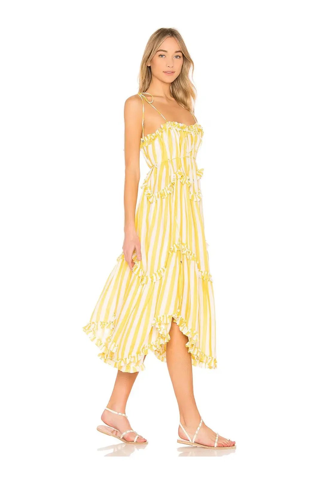 Zimmermann Lumino Floating Stripe Dress in Yellow Stripe Size 0/ AU 8 photo 2