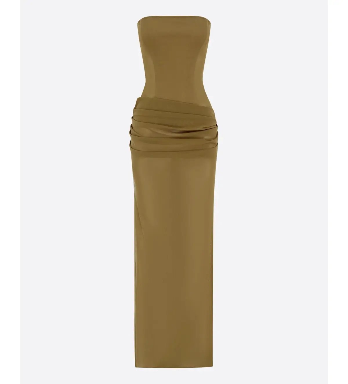 Alex Perry Strapless Longline Column in Stretch Mesh Maxi Dress Khaki Size AU 10 photo 7