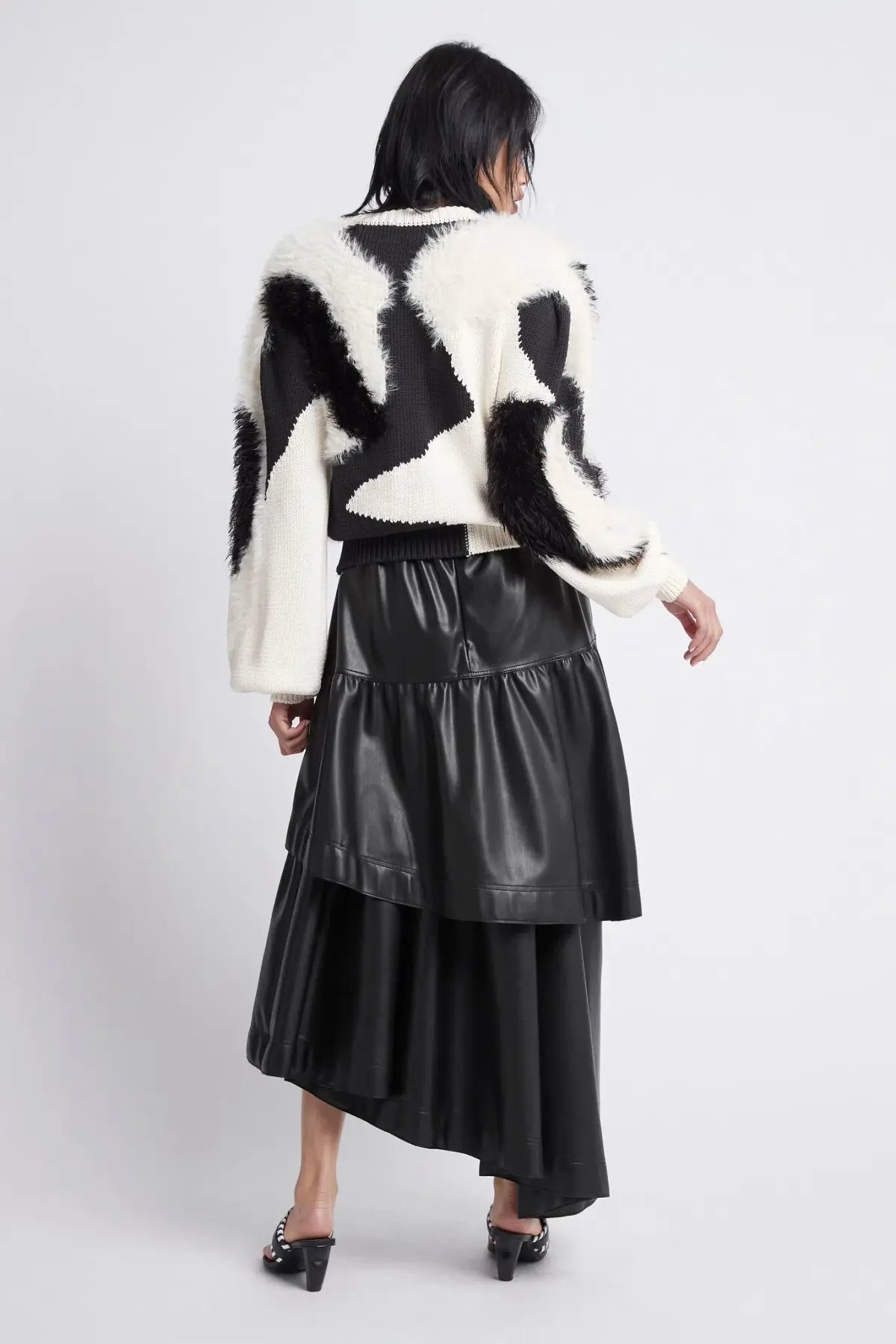 Aje Idyllic Faux Leather Black Skirt Size 12 photo 3