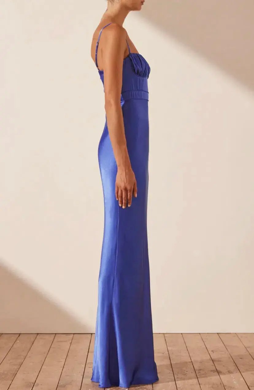 Shona Joy Oliviera Ruched Maxi Dress Strong Blue Size 10 photo 3