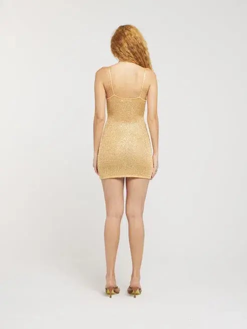Asta Resort Delilah Mini Dress Sepia Sequin Size AU 10 photo 2