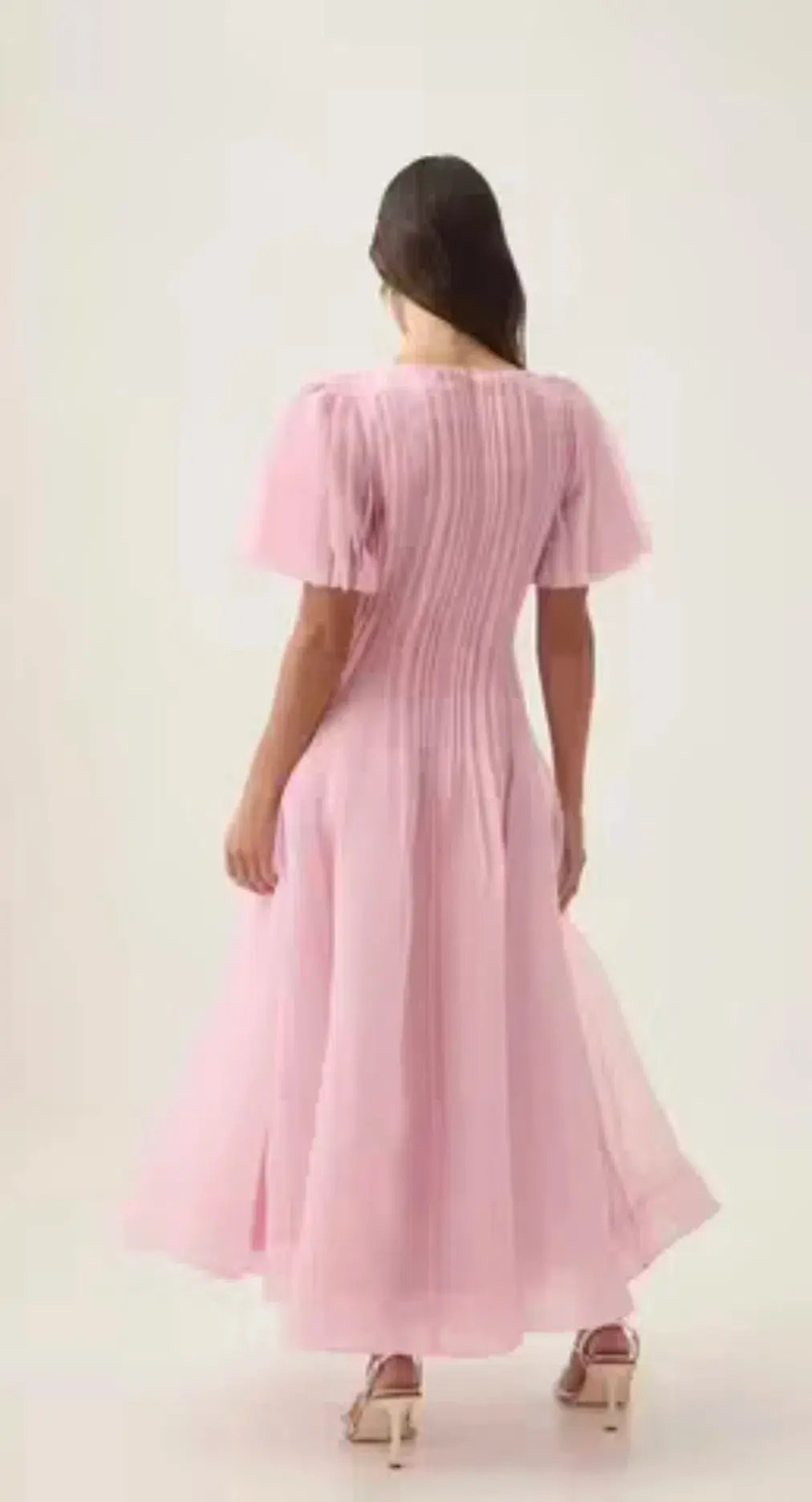 Aje Nova Pleated Dress Chalk Pink Size 4 photo 3
