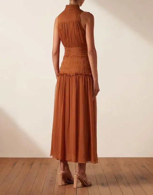 Shona Joy Noemi Sleeveless Button Up Midi Dress in Siena Size 14 photo 3
