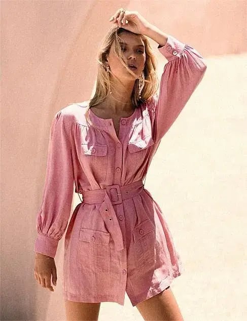 Steele Geneva Detailed Button Up Dress Pink Size L photo 4