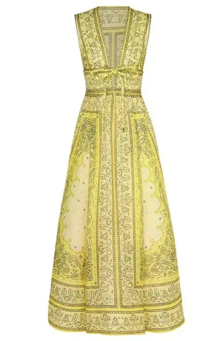 Zimmermann Matchmaker Bow Long Dress Yellow Bandana Size 3 / AU 14 photo 4