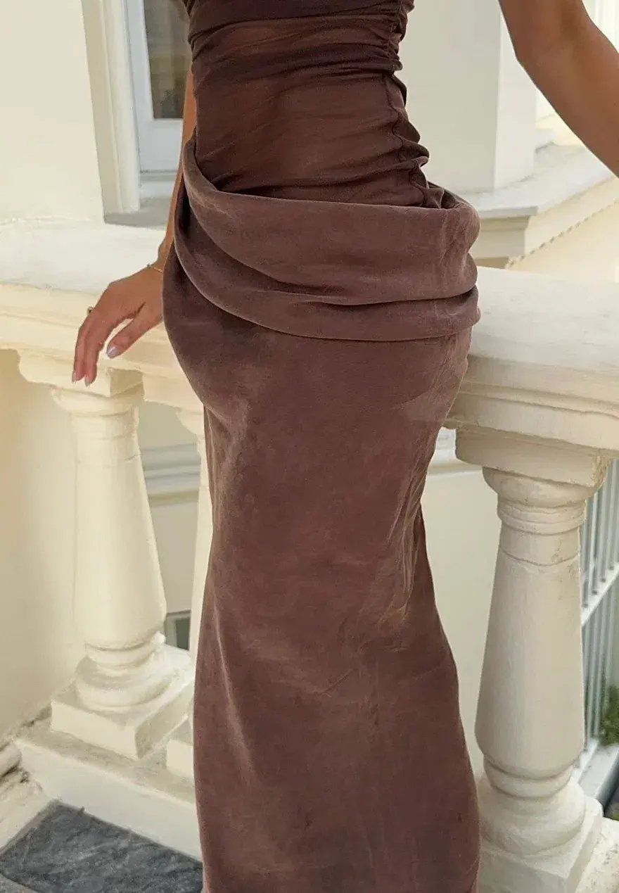 Benni Gina Maxi Dress Chocolate Brown Size 8 photo 5